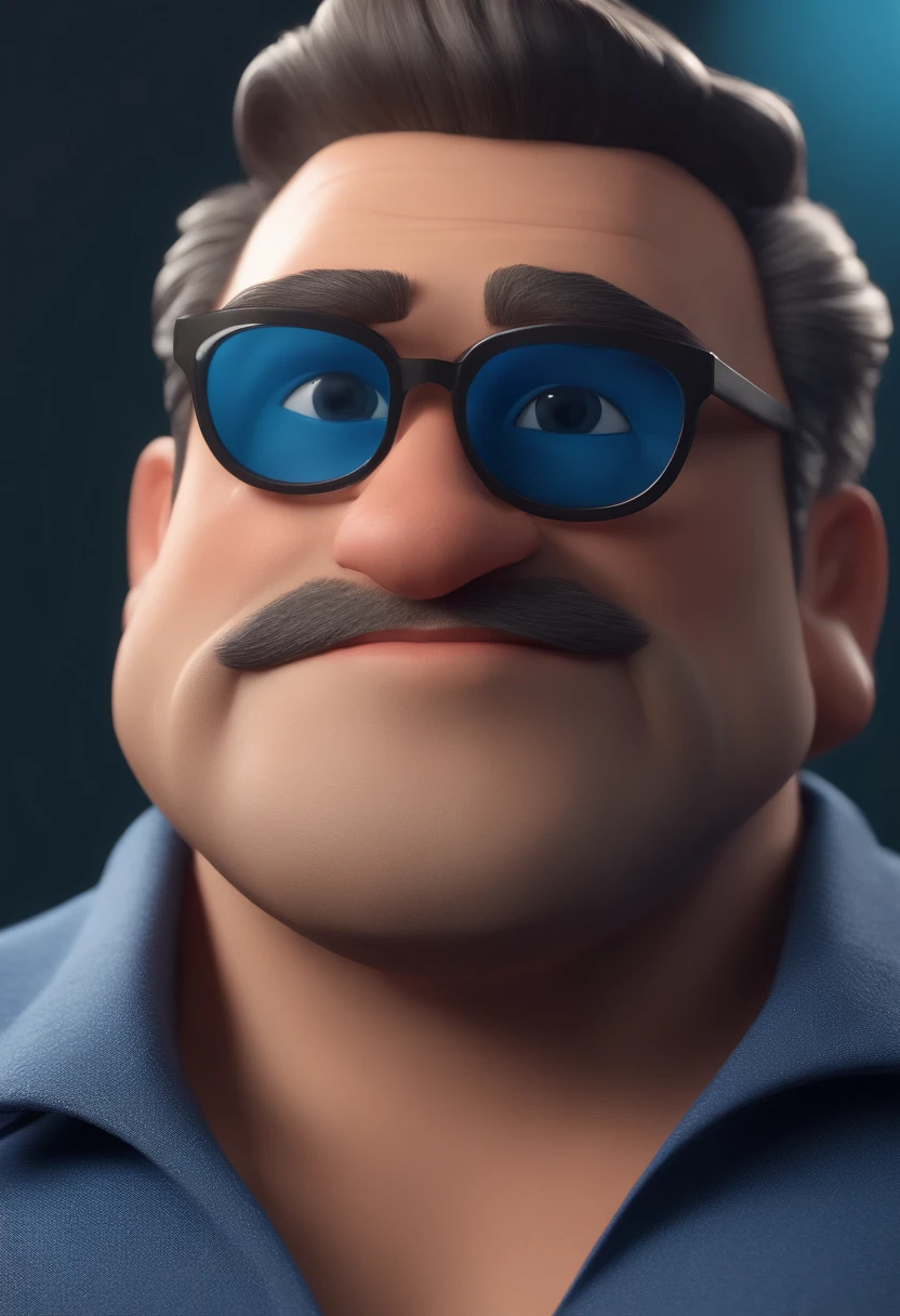 Cartoon character of a man with black glasses and a blue shirt, animation character, Caractere estilizado, animation style rendering, 3D estilizado, Arnold Maya render, 3 d render stylized, toon render keyshot, Personagem 3D, Personagem 3D, 3d rendering stylized, 3 d character render, personagem de desenho animado, Personagem de close up, Pose de personagem, (Estilo Pixar) (master part:1.2) (Bokeh) (best quality) (pele detalhada) (textura detalhada) (8k) (argila) (Cinematic lighting) (foco nítido