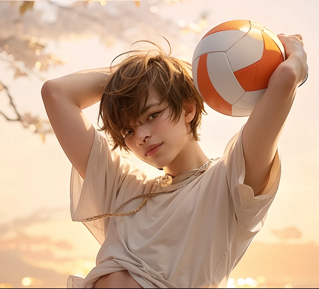 A boy holding the ball