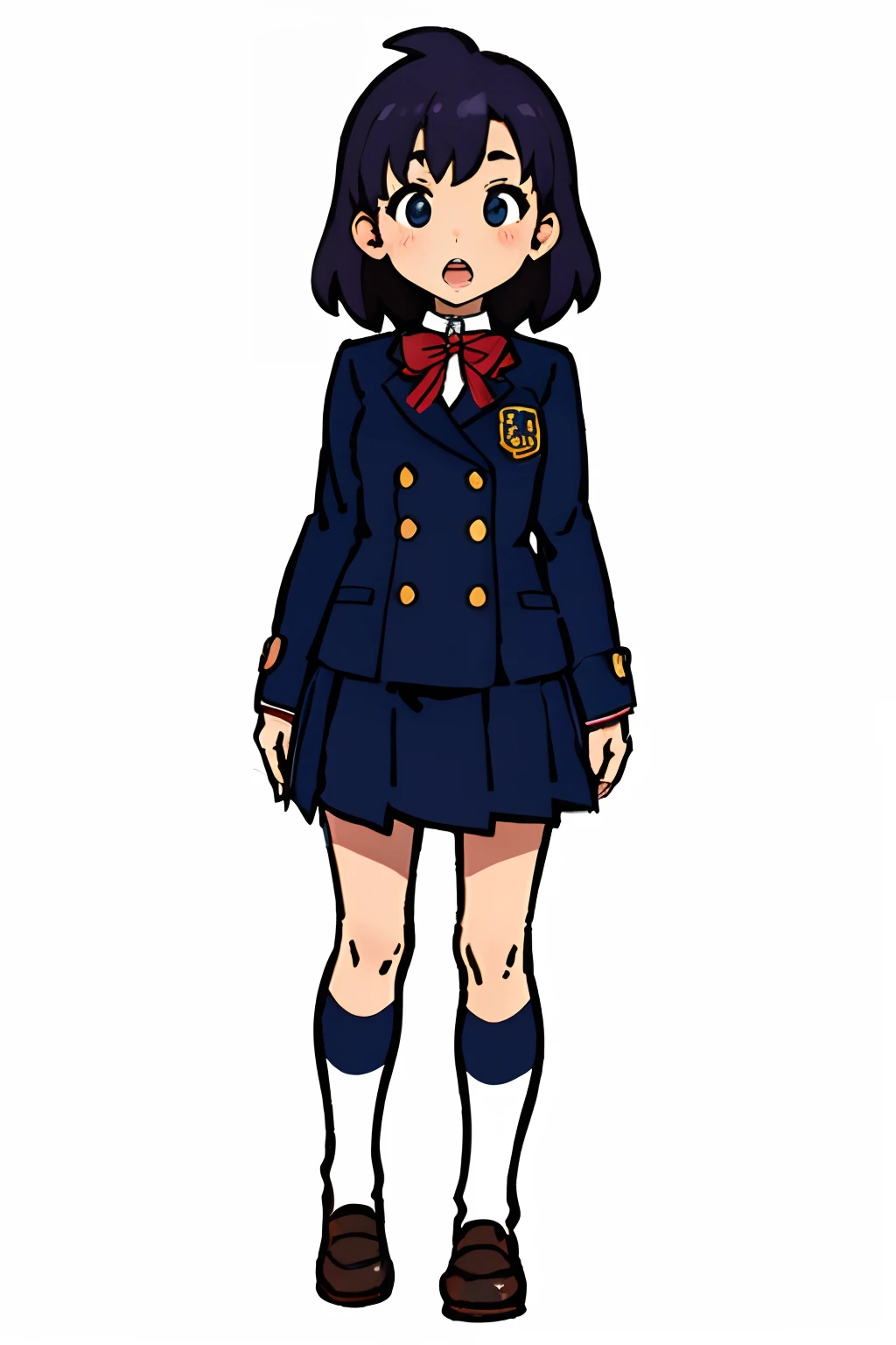 a cartoon girl in a uniform with a bow tie, magical school student uniform, jk uniform, magic school uniform, yandere. tall, girl wearing uniform, akane owari danganronpa, anime moe artstyle, iwakura lain, chiaki nanami from danganronpa, fubuki, seifuku, school girl