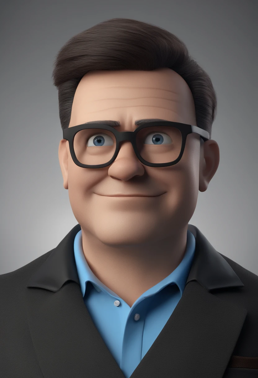 Cartoon character of a man with black glasses and a blue shirt, animation character, Caractere estilizado, animation style rendering, 3D estilizado, Arnold Maya render, 3 d render stylized, toon render keyshot, Personagem 3D, Personagem 3D, 3d rendering stylized, 3 d character render, personagem de desenho animado, Personagem de close up, Pose de personagem,  (Estilo Pixar) (master part:1.2) (Bokeh) (best quality) (pele detalhada) (textura detalhada) (8k) (argila) (Cinematic lighting) (foco nítido