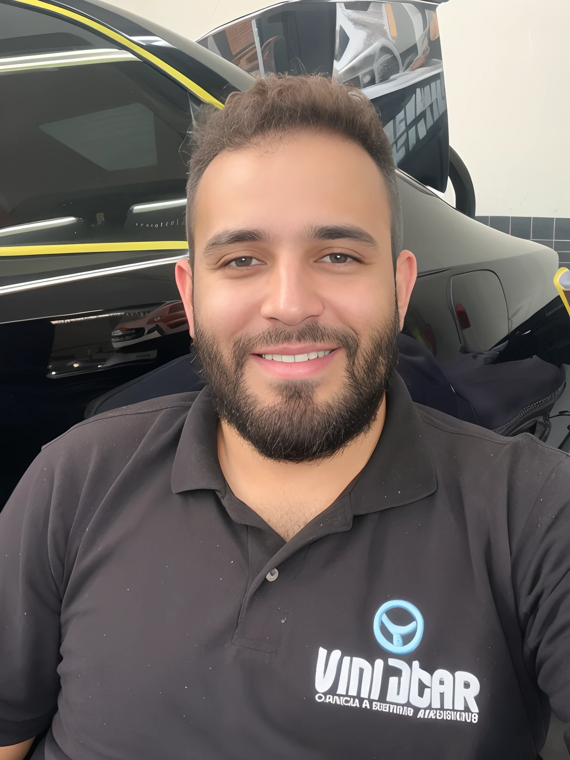 arafed man sitting in front of a car with a smile on his face, david rios ferreira, icaro carvalho, michael vicente, daniel mirante, andrea rocha, Henry Alvim Correa, caio santos, victor maristane, danilo torres, edon guraziu, by Willian Murai, edu souza