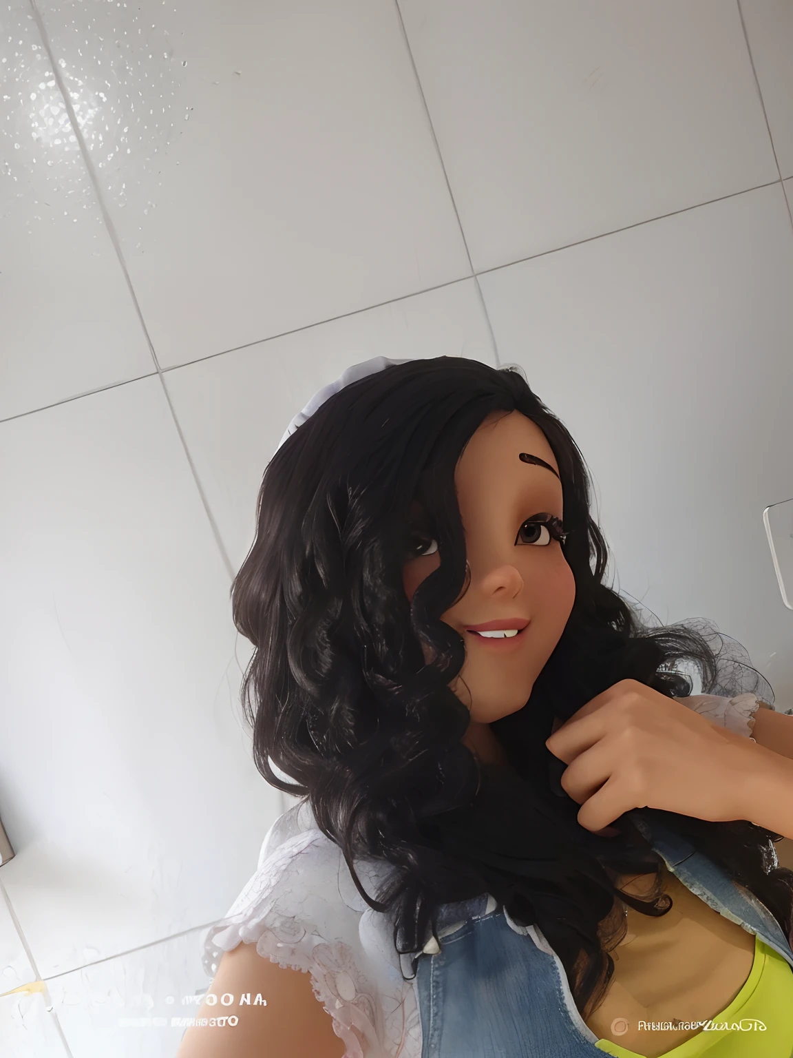 (((Woman))) confeiteira morena brasileira, olhos mel, in a pastry uniform with apron and pink CHEF's HAT, DENTRO DA COZINHA DE UMA PIZZARIA, fechar para cima, olhando de frente com o espectador