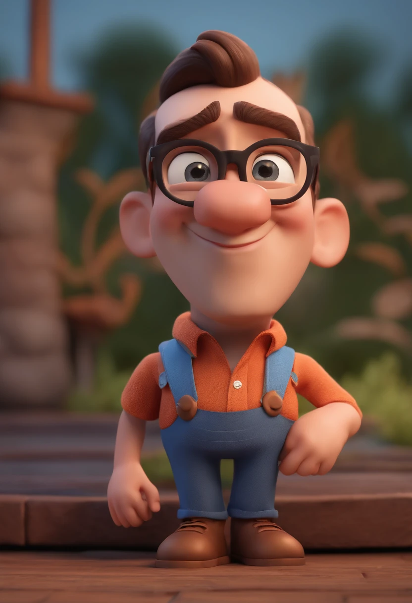 Cartoon character of a man with black glasses and a blue shirt, animation character, Caractere estilizado, animation style rendering, 3D estilizado, Arnold Maya render, 3 d render stylized, toon render keyshot, Personagem 3D, Personagem 3D, 3d rendering stylized, 3 d character render, personagem de desenho animado, Personagem de close up, Pose de personagem, (Estilo Pixar) (master part:1.2) (Bokeh) (best quality) (pele detalhada) (textura detalhada) (8k) (argila) (Cinematic lighting) (foco nítido