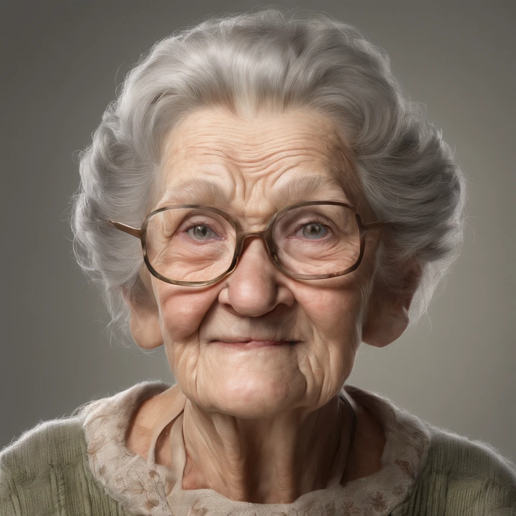 (best quality) old person, granny, shor hair, wrinkled, without glasses