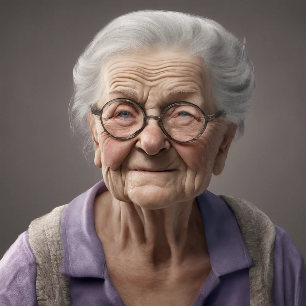 (best quality) old person, granny, shor hair, wrinkled, without glasses