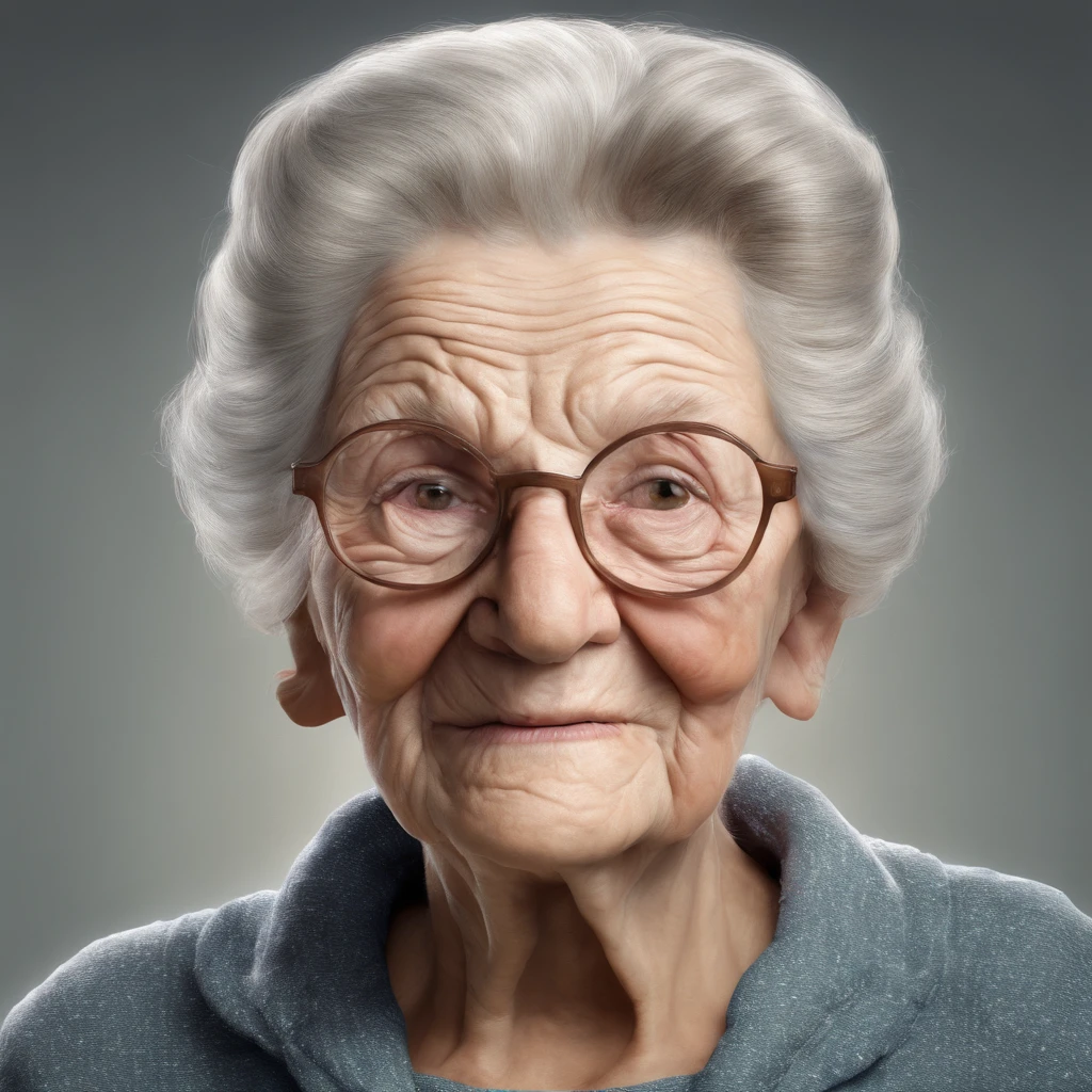 (best quality) old person, granny, shor hair, wrinkled, without glasses