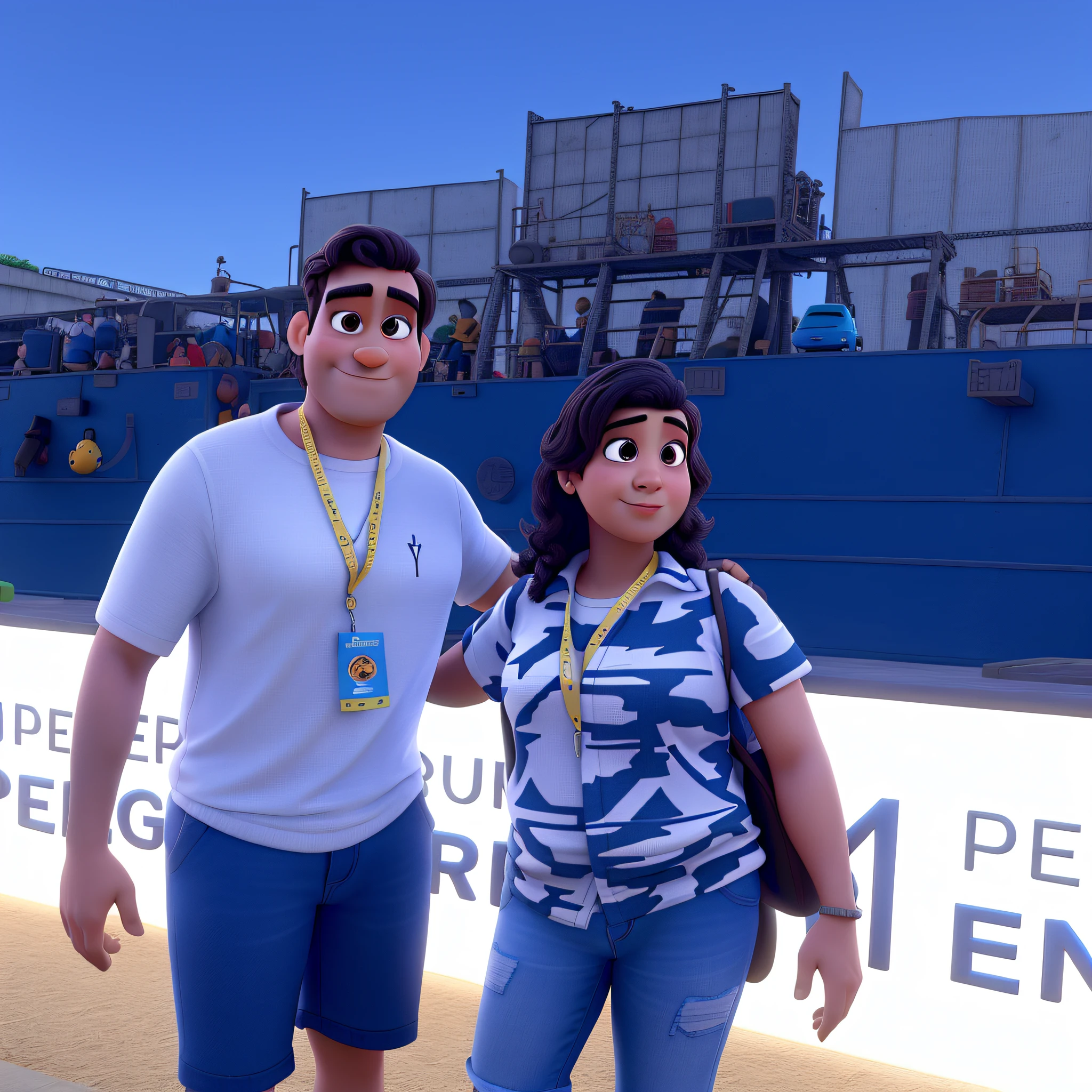 um homem e uma mulher no estilo pixar com o texto "pereira e moura engenharia"