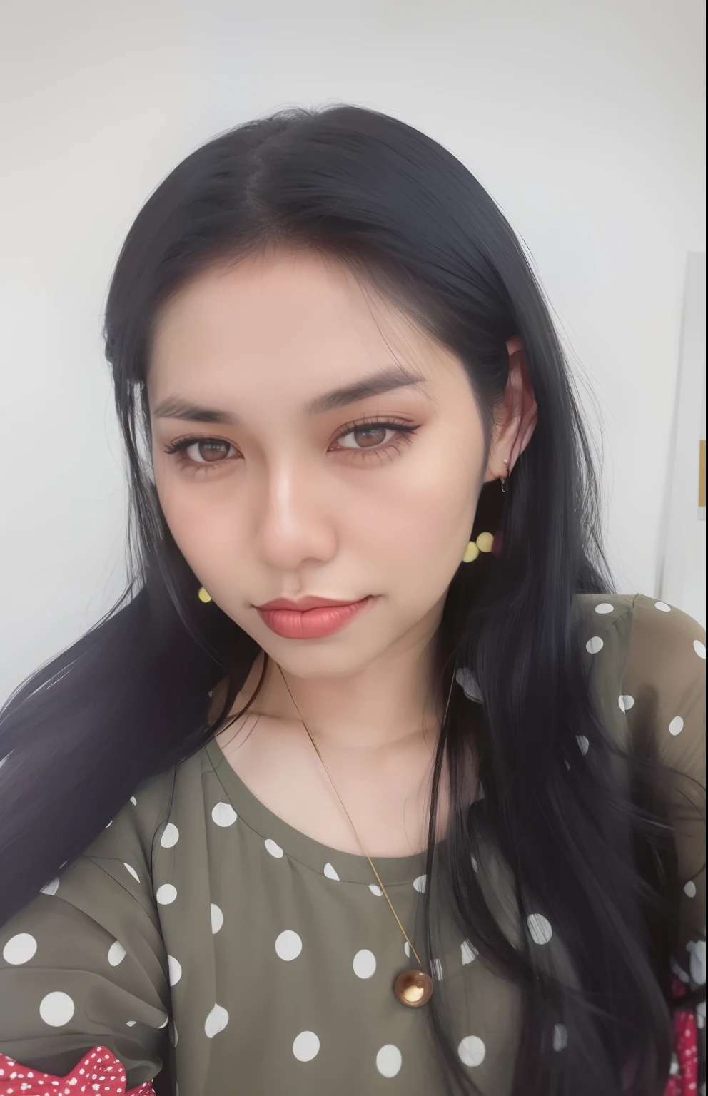 There's a woman with long black hair and a polka-dot shirt, 18 anos, 3 0 anos de idade mulher, Mulher de 30 anos, cara bonita, cindy avelino, Ayahausca, Alanis Guillen, 2 7 anos, 1 6 anos, Imagem, 2 2 anos, 2 8 anos, Violeta Myers
