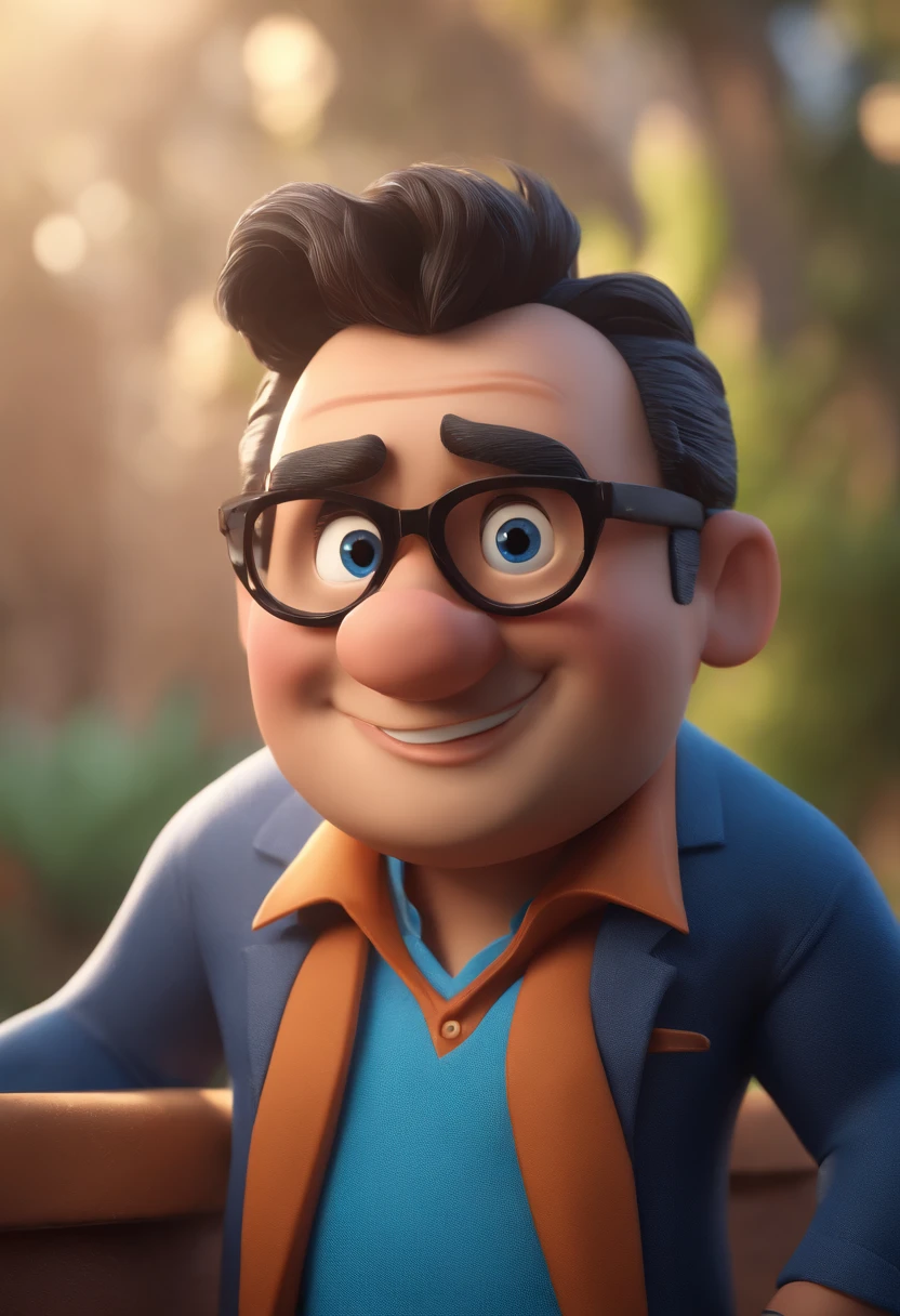 Cartoon character of a man with black glasses and a blue shirt, animation character, Caractere estilizado, animation style rendering, 3D estilizado, Arnold Maya render, 3 d render stylized, toon render keyshot, Personagem 3D, Personagem 3D, 3d rendering stylized, 3 d character render, personagem de desenho animado, Personagem de close up, Pose de personagem, (Estilo Pixar) (master part:1.2) (Bokeh) (best quality) (pele detalhada) (textura detalhada) (8k) (argila) (Cinematic lighting) (foco nítido