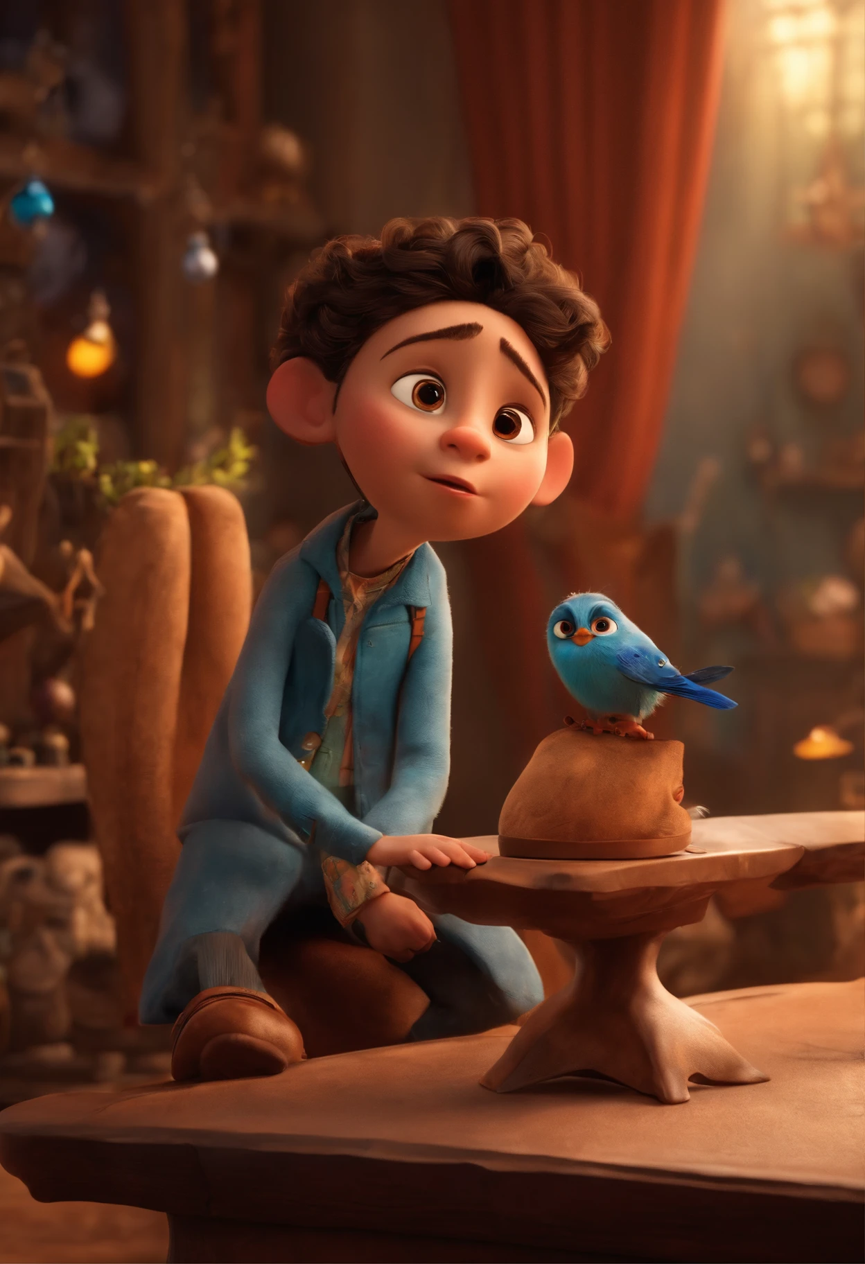 A Dream Architect Inspired by Pixar Animation, de perto. The character takes center stage with captivating facial expressions, oferecendo um toque de irrealidade