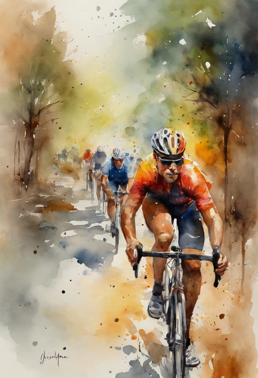 Ciclista beatuy, homem , desenhada por ppublish, pena, cores