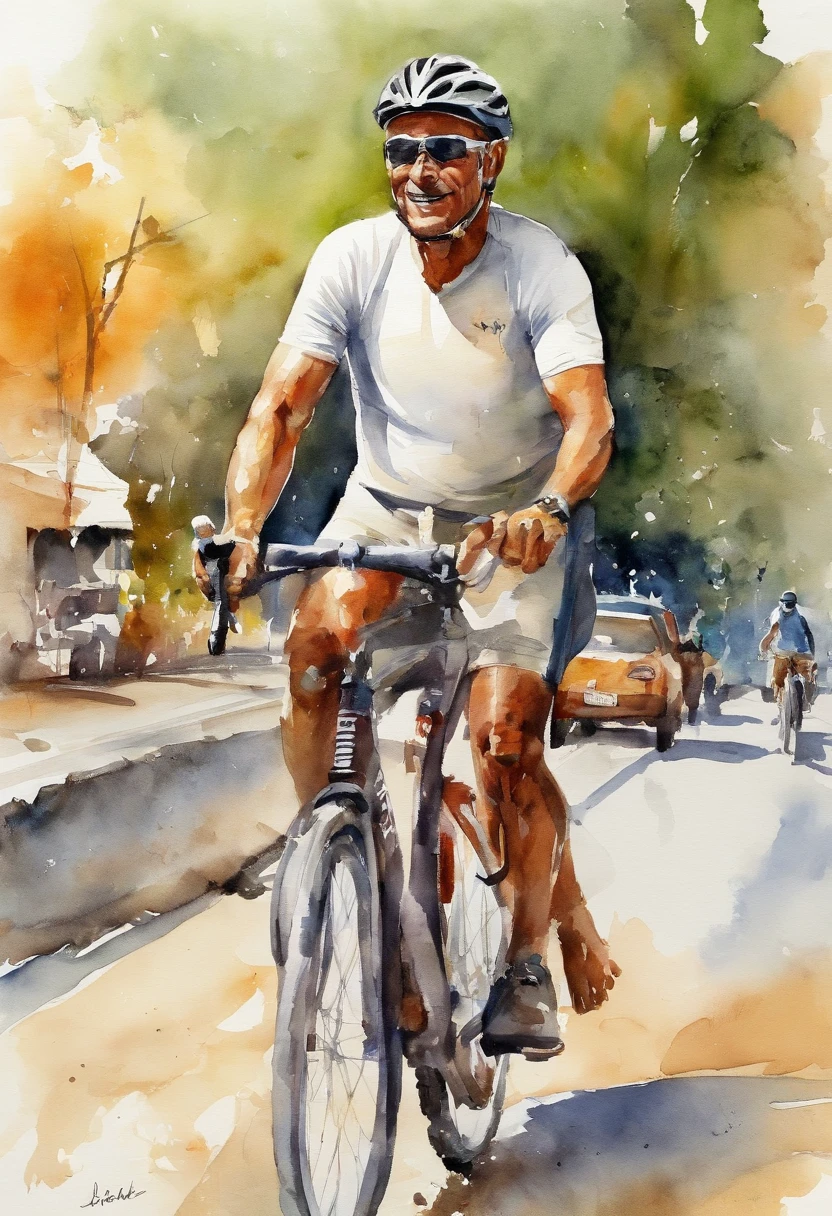 Ciclista beatuy, homem , desenhada por ppublish, pena, cores