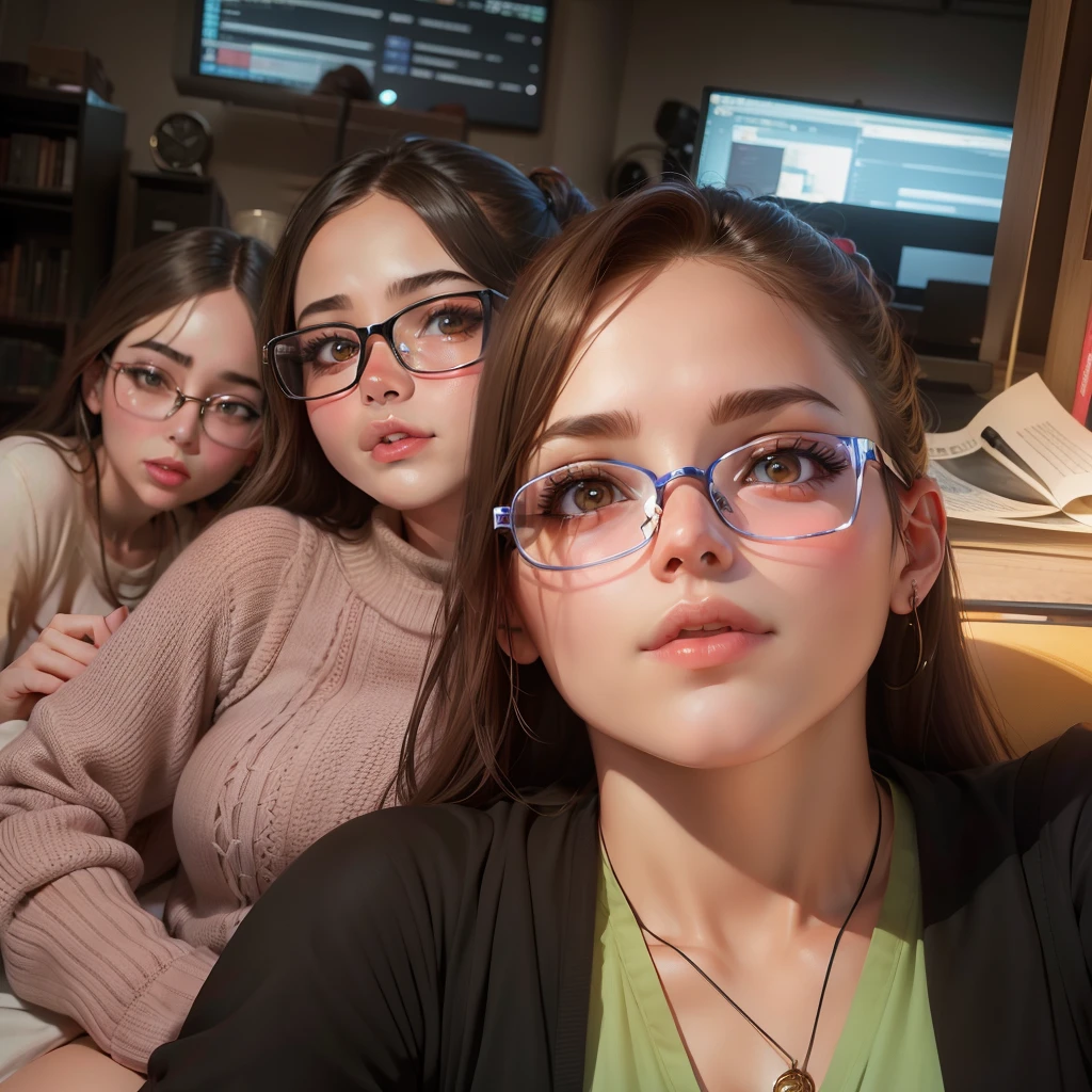 Change Background Cute Girls Realistic Face 8K Ultra Realistic Glasses