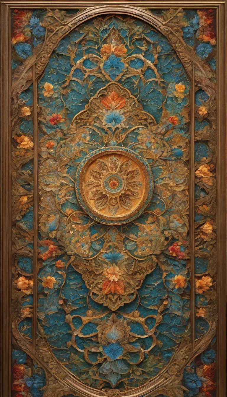 symmetrical cicular Islamic ornament, floral, pen drawing with crisp lines by senior concept artist josephine wall, artgerm, norman rockwell, highly detailed, dramatic lighting, Iranian miniature style