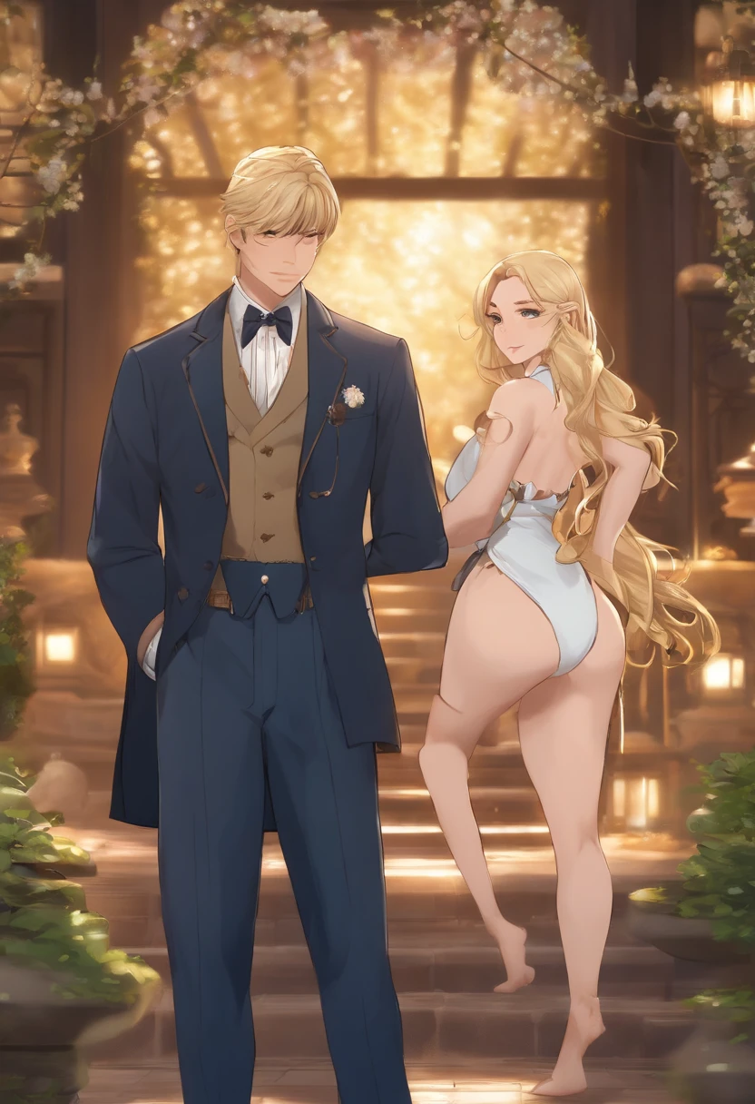1grill, (sozinho:1.3), trincheira, Onsen, ao ar livre, suit jacket, hugging their own legs, certamente(arquivo azul), medium breasts, blonde hair, plaits, rabo de cavalo dobrado, fita de cabelo,