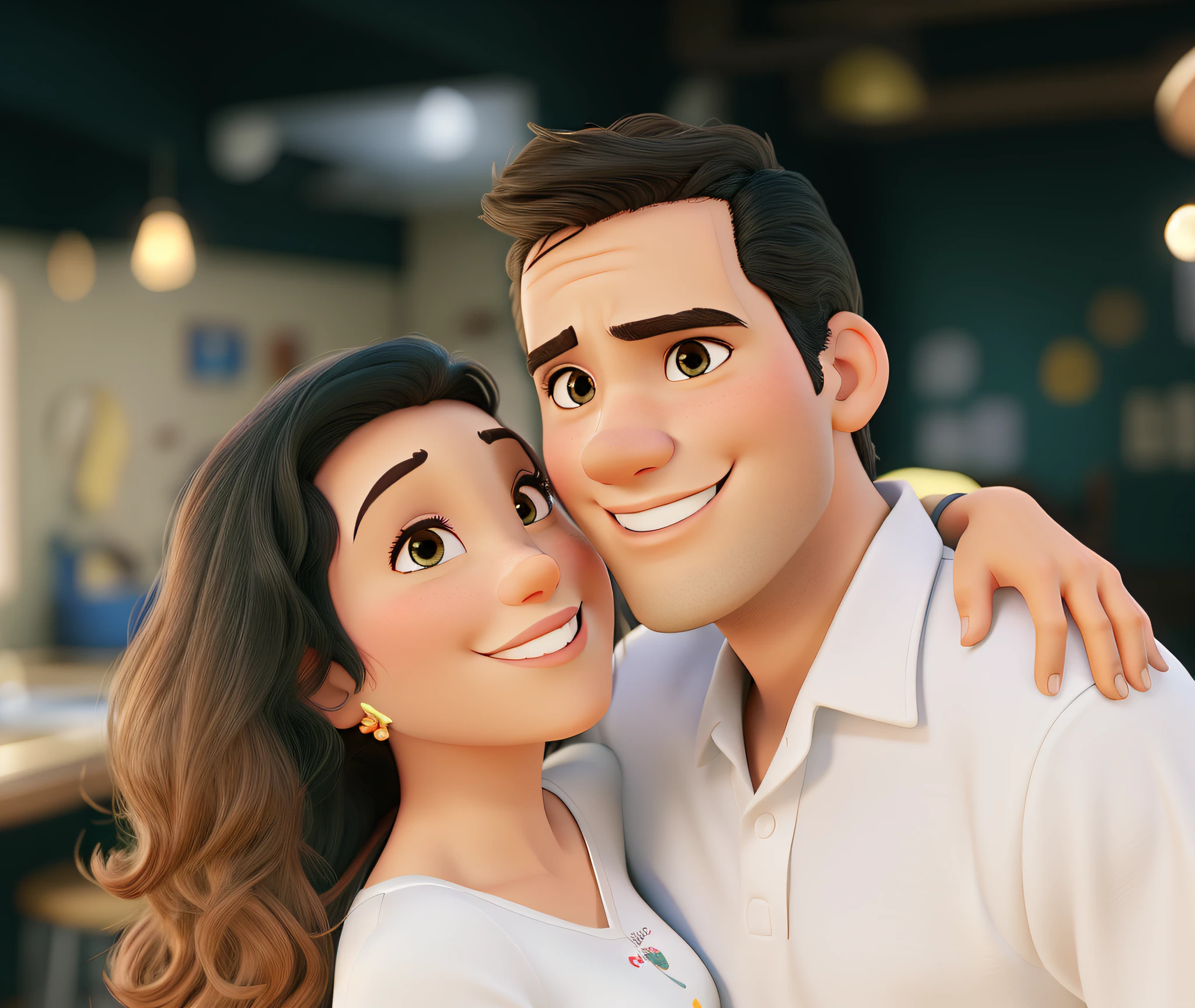 Um casal estilo disney pixar, alta qualidade, melhor qualidade