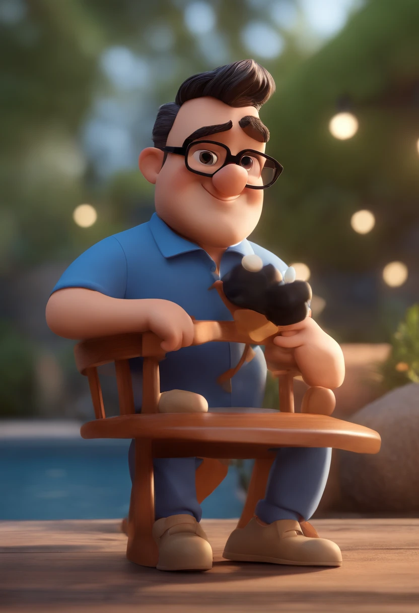Cartoon character of a man with black glasses and a blue shirt, animation character, Caractere estilizado, animation style rendering, 3D estilizado, Arnold Maya render, 3 d render stylized, toon render keyshot, Personagem 3D, Personagem 3D, 3d rendering stylized, 3 d character render, personagem de desenho animado, Personagem de close up, Pose de personagem, (Estilo Pixar) (master part:1.2) (Bokeh) (best quality) (pele detalhada) (textura detalhada) (8k) (argila) (Cinematic lighting) (foco nítido