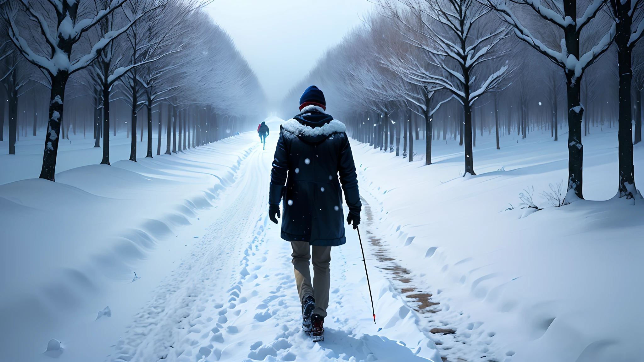 Homem andando em meio a neve, Walking towards nothingness.