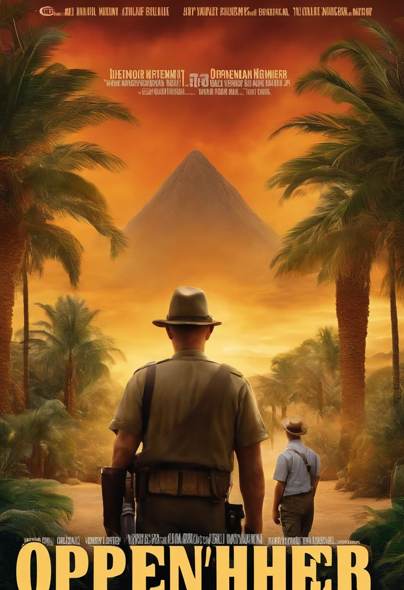 filme Oppenheimer 2023 estilo filmes Pixar, Com nome "Oppenheimer", poster, with credits