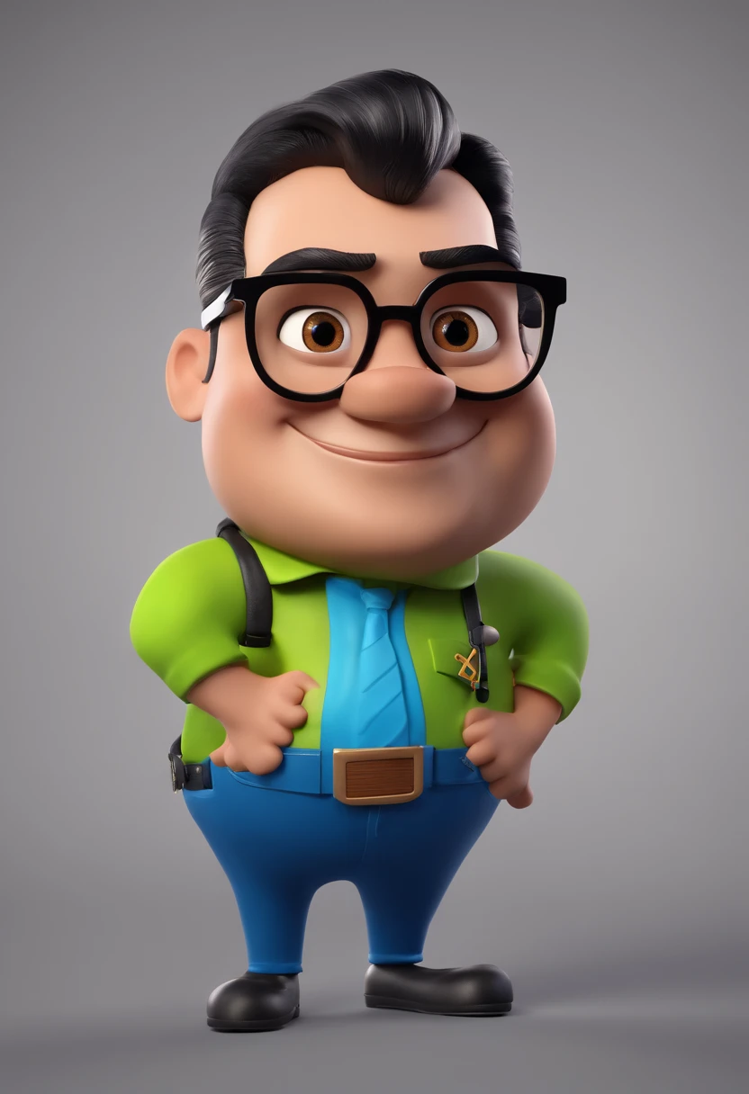 Cartoon character of a man with black glasses and a blue shirt, animation character, Caractere estilizado, animation style rendering, 3D estilizado, Arnold Maya render, 3 d render stylized, toon render keyshot, Personagem 3D, Personagem 3D, 3d rendering stylized, 3 d character render, personagem de desenho animado, Personagem de close up, Pose de personagem, (Estilo Pixar) (master part:1.2) (Bokeh) (best quality) (pele detalhada) (textura detalhada) (8k) (argila) (Cinematic lighting) (foco nítido