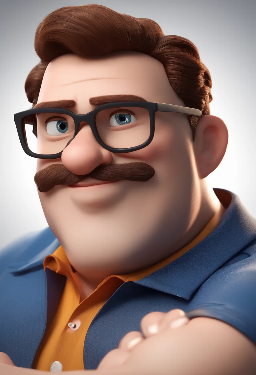 Cartoon character of a man with black glasses and a blue shirt, animation character, Caractere estilizado, animation style rendering, 3D estilizado, Arnold Maya render, 3 d render stylized, toon render keyshot, Personagem 3D, Personagem 3D, 3d rendering stylized, 3 d character render, personagem de desenho animado, Personagem de close up, Pose de personagem,  (Estilo Pixar) (master part:1.2) (Bokeh) (best quality) (pele detalhada) (textura detalhada) (8k) (argila) (Cinematic lighting) (foco nítido