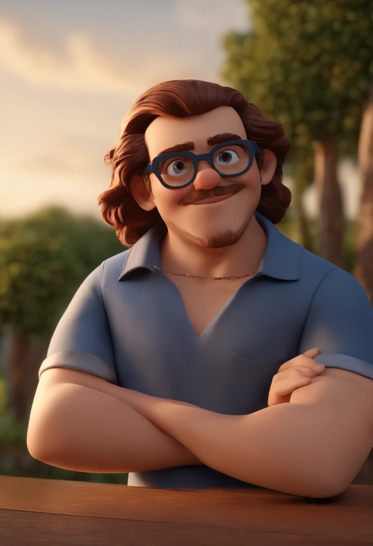 Cartoon character of a man with black glasses and a blue shirt, animation character, Caractere estilizado, animation style rendering, 3D estilizado, Arnold Maya render, 3 d render stylized, toon render keyshot, Personagem 3D, Personagem 3D, 3d rendering stylized, 3 d character render, personagem de desenho animado, Personagem de close up, Pose de personagem, (Estilo Pixar) (master part:1.2) (Bokeh) (best quality) (pele detalhada) (textura detalhada) (8k) (argila) (Cinematic lighting) (foco nítido