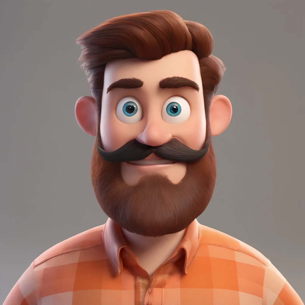 personagem estilo pixar de barba e meio calvo