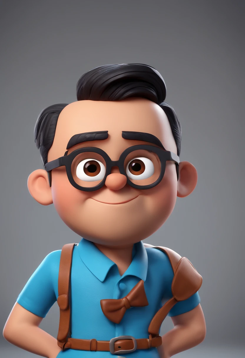 Cartoon character of a man with black glasses and a blue shirt, animation character, Caractere estilizado, animation style rendering, 3D estilizado, Arnold Maya render, 3 d render stylized, toon render keyshot, Personagem 3D, Personagem 3D, 3d rendering stylized, 3 d character render, personagem de desenho animado, Personagem de close up, Pose de personagem,  (Estilo Pixar) (master part:1.2) (Bokeh) (best quality) (pele detalhada) (textura detalhada) (8k) (argila) (Cinematic lighting) (foco nítido