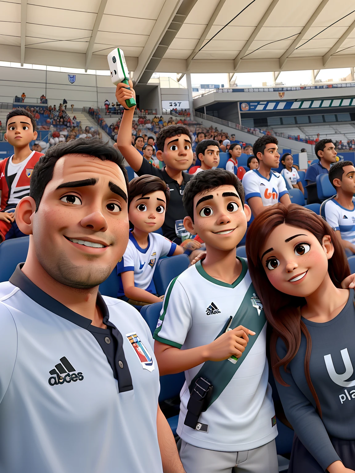 pai, filho e esposa juntos assistindo jogo do vasco da gama num estadio