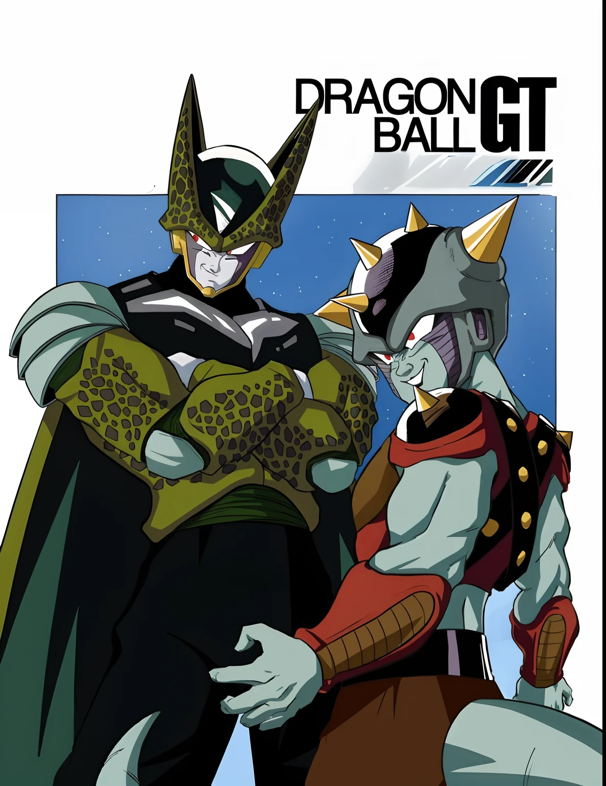 Two people，Rockman，Son Goku，Very large muscles，Purple Skin，Very big penis，armor