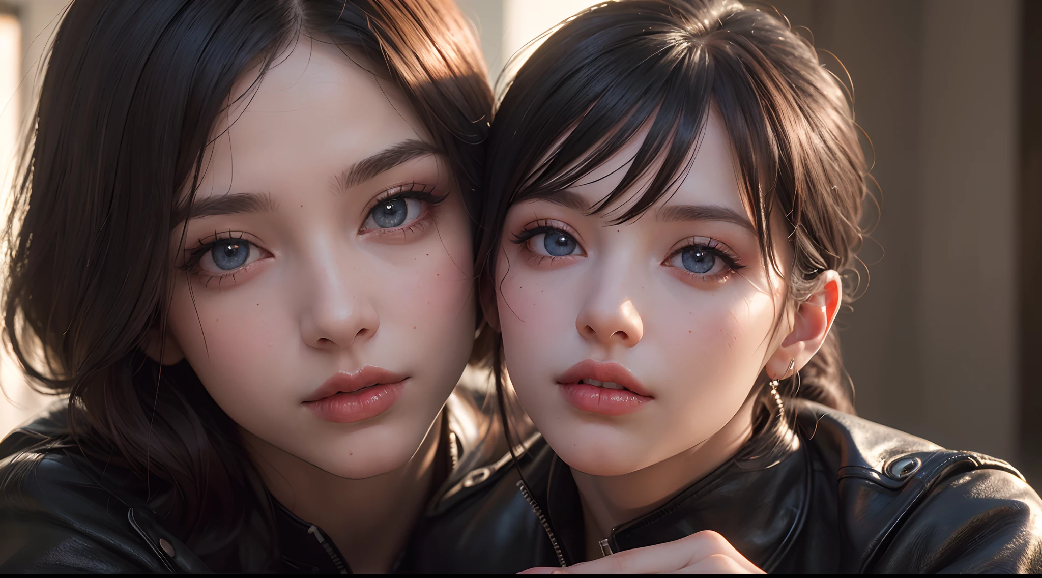 (best quality,4k,8k,highres,masterpiece:1.2), ultra-detailed, (realistic,photorealistic,photo-realistic:1.37), (beautiful detailed eyes, beautiful detailed lips, extremely detailed eyes and face, long eyelashes), studio lighting,physically-based rendering,vivid colors, leather clothes, tight leather, leather straps, black leather