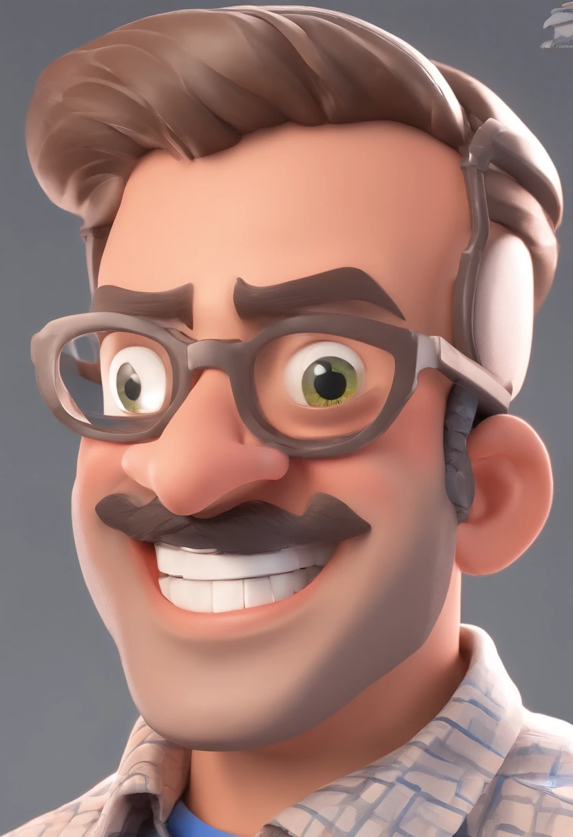 Smiling Man Illustration, sorriso insano, Homem de pele marrom com um sorriso gigante, happily smiling at the camera, sorriso atrevido, he's smiling, sorriso muito grande, Macho sorridente, foto de perfil headshot, rindo sorriso enorme, desenhando no estilo de Arte 3D, c4d, fundo de cor branco puro, estilo disney, estilo pixar render ilustracao Super Detalhe, 8k