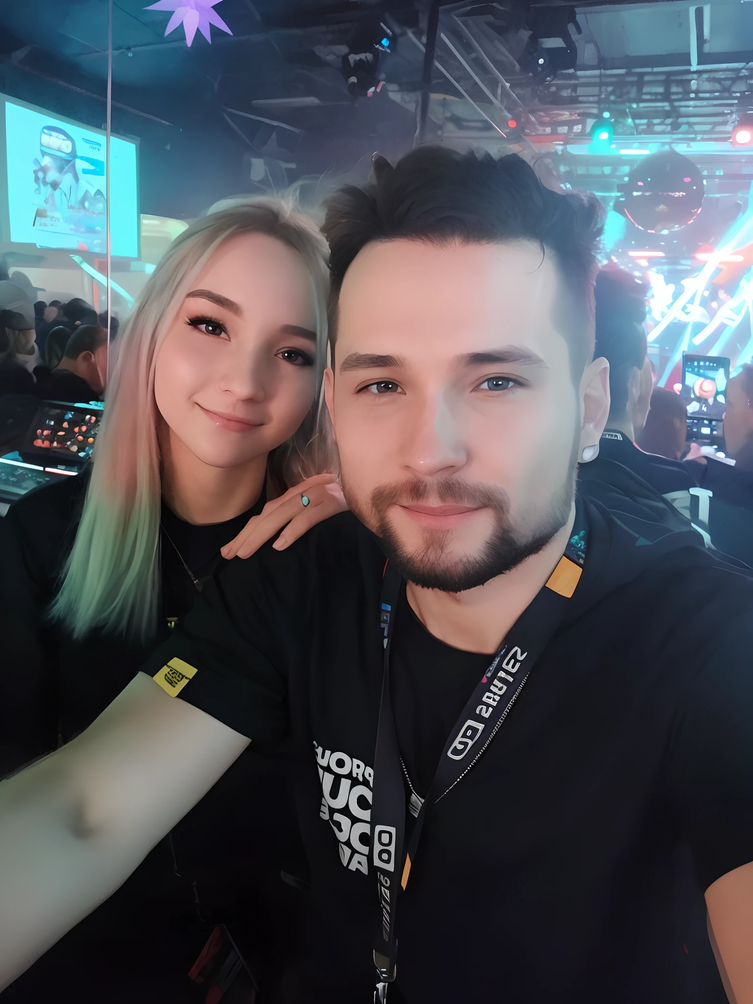 there is a man and a woman that are posing for a picture, Streamer do Twitch / Jogador Ludwig, Pokimane, Wlop e Andrei Riabovitchev, foto de perfil 1024px, Anton Fadeev 8 K, Streamer do Twitch, Harry Nukem, Fotografia selfie 8k, Mika Pikazo, Tuomas Korpi e Wlop