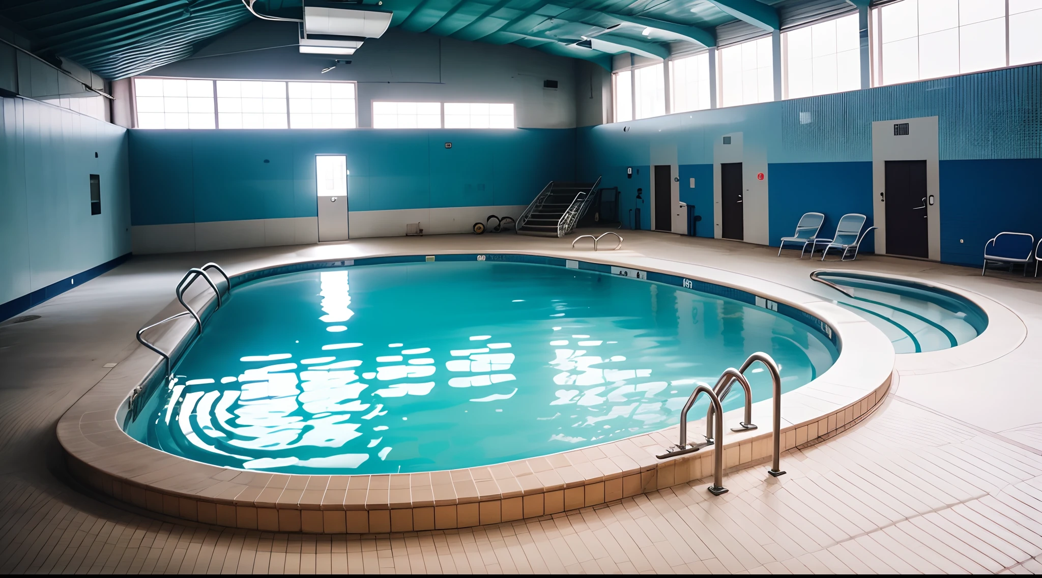 A spiral staircase in a swimming pool at the Korean DMZ