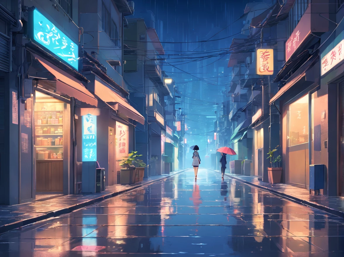 calle estrecha, street alley, ciudad, noche, lluvia, cyberpunk, A high resolution, ultrasharp, 8k, obra maestra