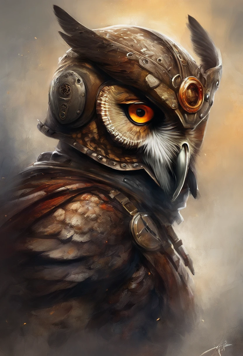 maximum quality, dramatic lighting, menacing pose, fierce expression, epic atmosphere, (((owl-headed helmet))), (((tiro de corpo inteiro))),uma coruja feita de metal, ciborgue, estilo cyberpunk, mechnical, ((detalhes intrincados)), HDR, ((detalhes intrincados, hiperdetalhado)), incandescent bulbs, Cinematic Shot, vinheta, Fundo do efeito bokeh, (tiro de corpo inteiro), written Owl Fc
