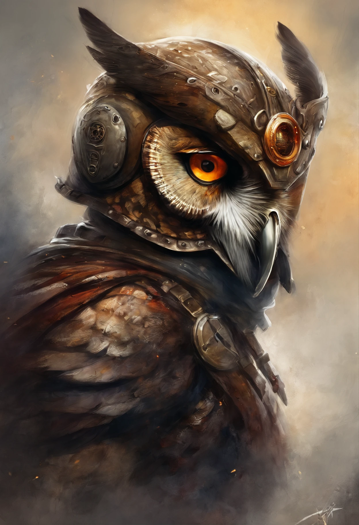 maximum quality, dramatic lighting, menacing pose, fierce expression, epic atmosphere, (((owl-headed helmet))), (((tiro de corpo inteiro))),uma coruja feita de metal, ciborgue, estilo cyberpunk, mechnical, ((detalhes intrincados)), HDR, ((detalhes intrincados, hiperdetalhado)), incandescent bulbs, Cinematic Shot, vinheta, Fundo do efeito bokeh, (tiro de corpo inteiro), written Owl Fc
