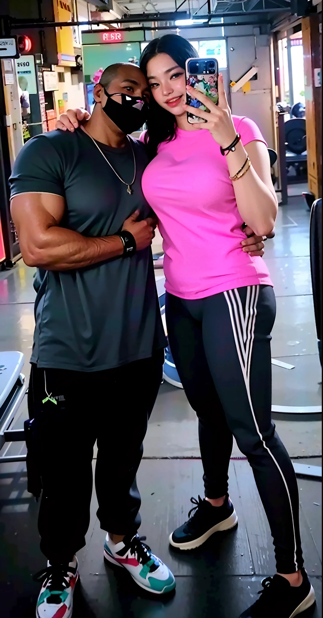 Homem e mulher fazendo uma selfie em uma academia, foto fit, em uma academia, usando equipamento de fitness, imagem de perfil, thicc, malhar, Tonificado, IFBB Corpo Fitness, foto de perfil, corpo inteiro!!!, Karolina Cummings, tiro no meio do corpo, foto do perfil, Karla Ortiz, Lorena Avarez, parte superior do corpo!!