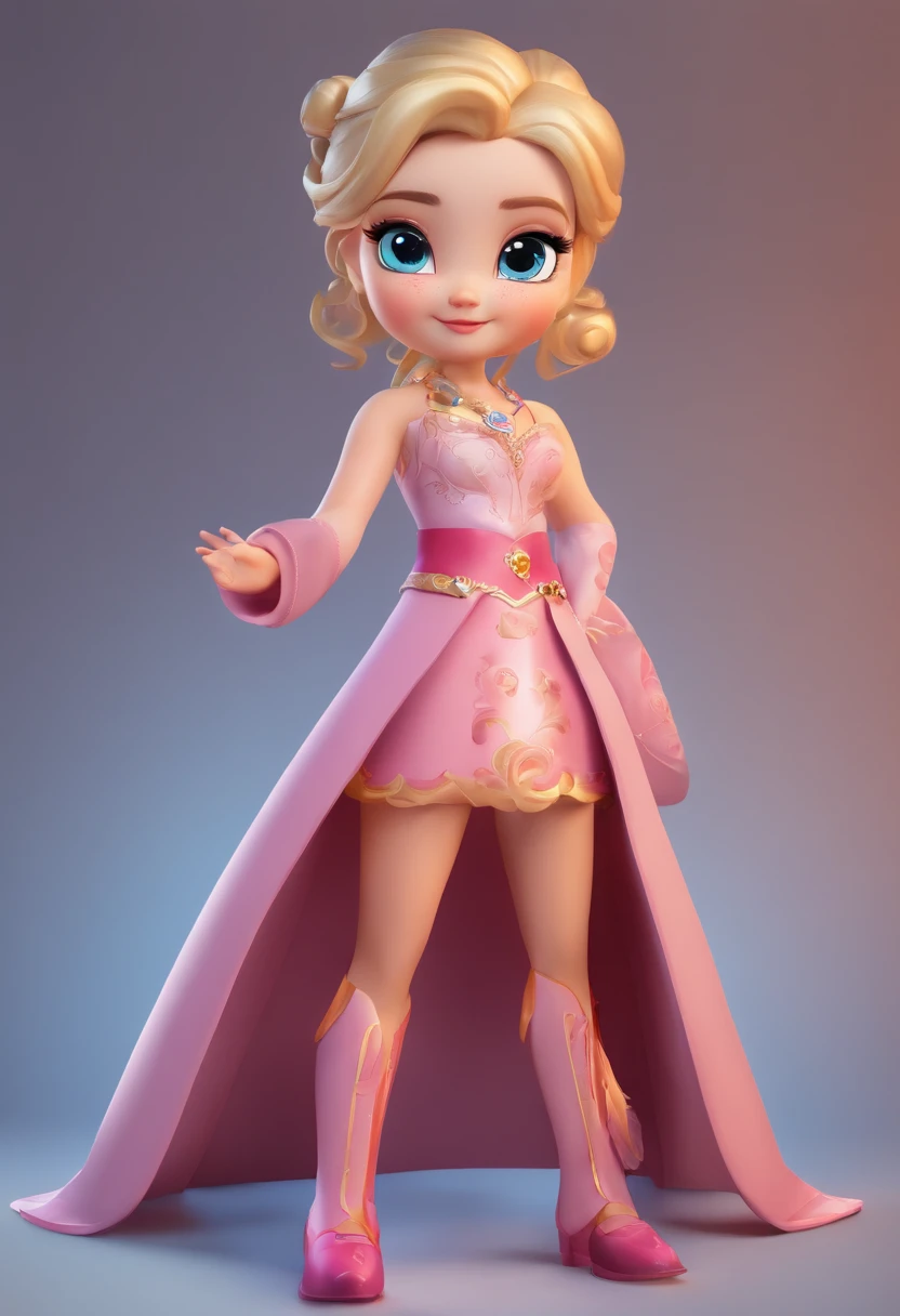 best quality, master part, fotorrealista, extremamente detalhado CG unidade 8k papel de parede, Chibi,1girl, Elsa,sozinho, cheio_corpo, sorrir, Olhando_em_visualizador, ao ar livre,