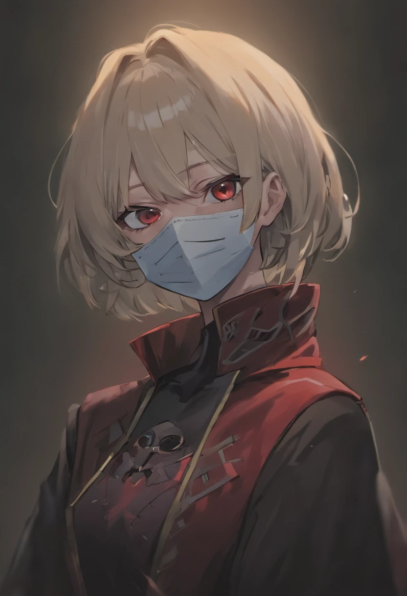 (Unidade CG ultra-detalhada papel de parede 8K, Master Parts, best quality, profundidade de campos, HDR), 1st grade, personagem de anime, cabelos prateados curtos, Cabo preto longo, turtleneck, Serious, Eye Mask, The mask is painted with a creepy smile, white mask, The mask fits snugly on the face, no topo de uma cidade velha (Noite) , vigilante, trained physicist, estilo assassino, roupas pretas por todo o corpo, agile, armadura leve, anime (Master Parts: 1.4) (illustration: 1.4), red studio lighting, Post-processing, 8K resolution, fundo escuro profundo, imponente, Fotos bem compostas, impressionante, (escurecer: 1.5)