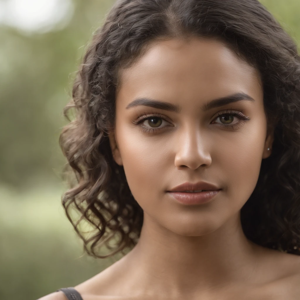 1 mulher negra, foto realista, Rosto detalhado, local de trablho, Very high detail, curly hair, profundidade de campo, cabelos pretos,