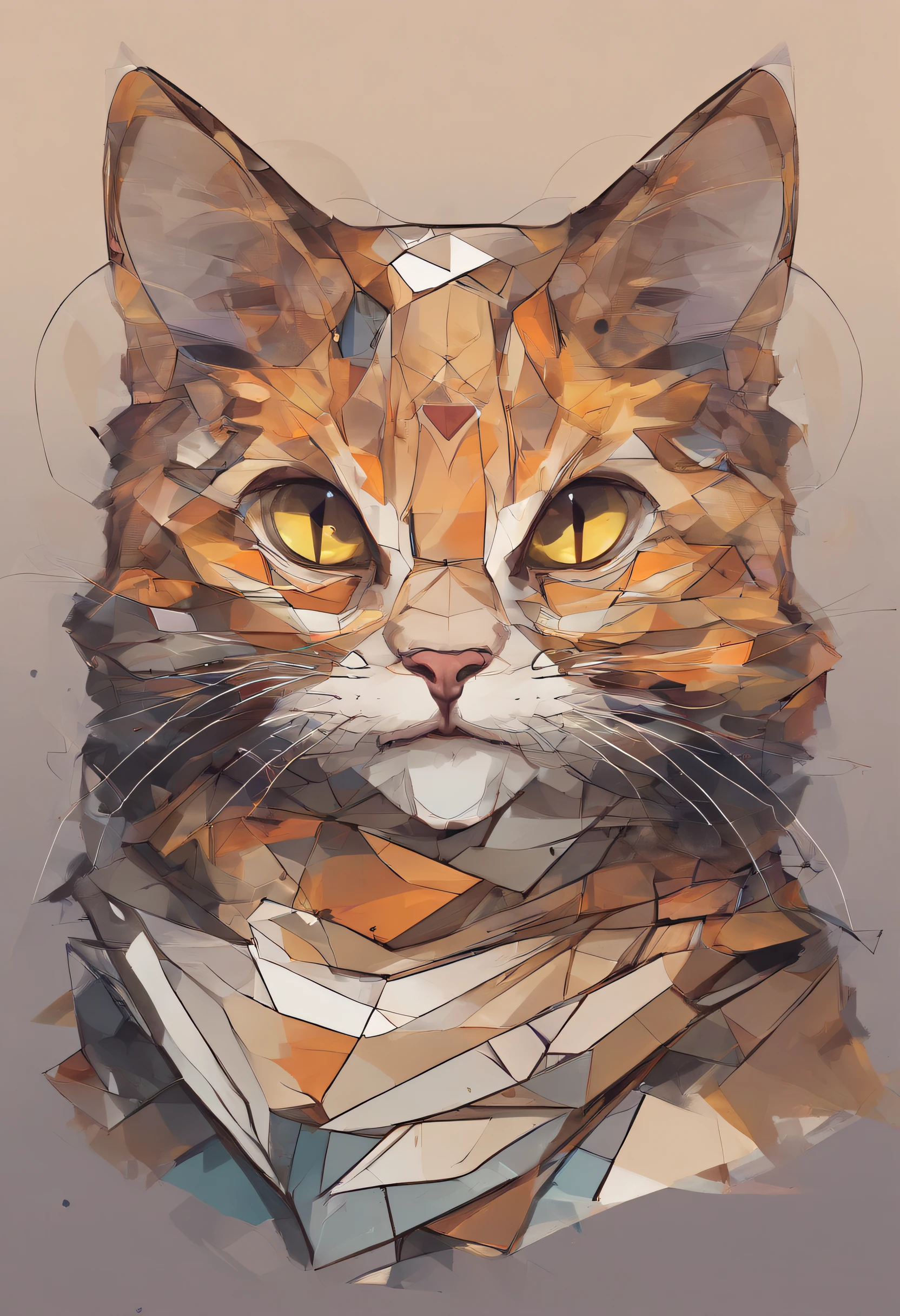 (Brindle Fold Cat ),(Best Pose),(best angle), (Better self-expression), Eduardo Cobra acolchoamento ,multidimensional geometric wall PORTRAIT, Art, chibi,yang08k, beutiful, coloration,