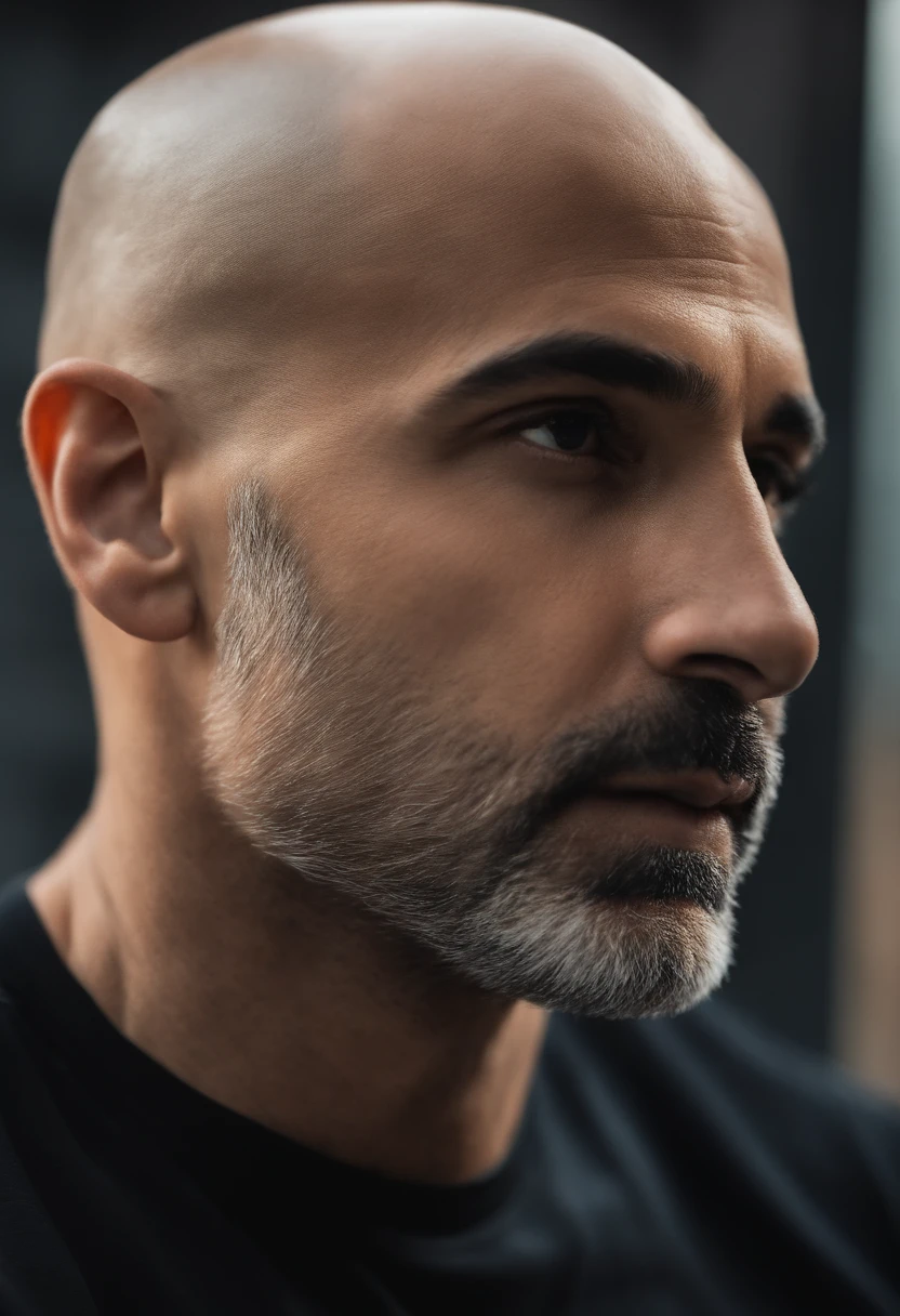 A closeup of a man with a bald head and a black shirt, foto do perfil, david rios ferreira, George Doutsiopoulos, taken in the early 2020s, foto de perfil, Carregado, imagem de perfil, Postagem no Reddit, foto de perfil, imagem frontal, Eytan Zana, Sam Nassour, Ted Nasmit, foto de perfil headshot, Ahmad Merheb