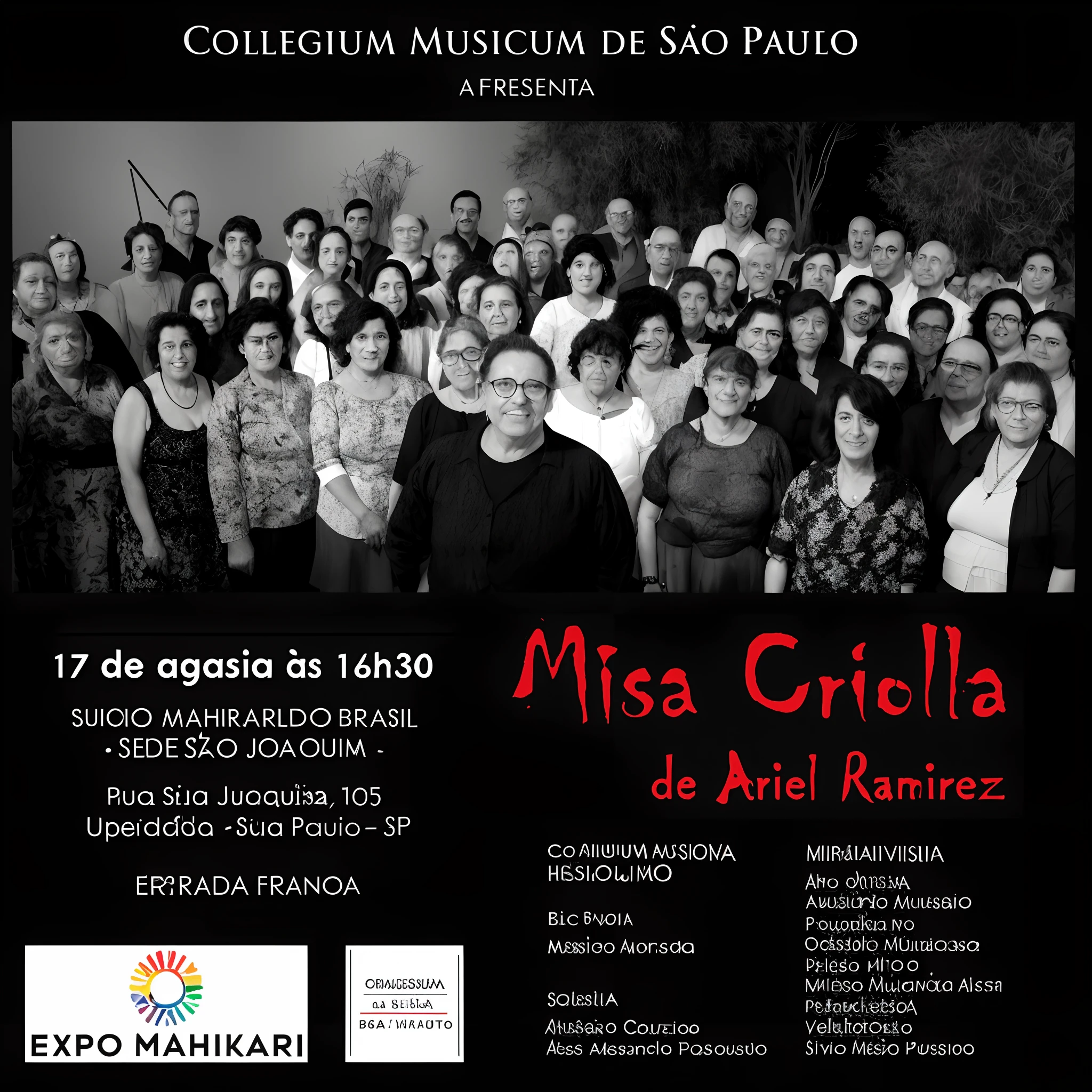 Cartaz de um grupo de pessoas posando para uma foto, museu, Museu de Arte, festival, exposure, In Sao Paulo, vitrine, Mirka Andolfo, bispo do rosario, Musical, by Maria Helena Vieira da Silva, Museu de Arte, Arabella MistSplitter, circular, Miro, GRIC, Cristiano Orrillo, concerto