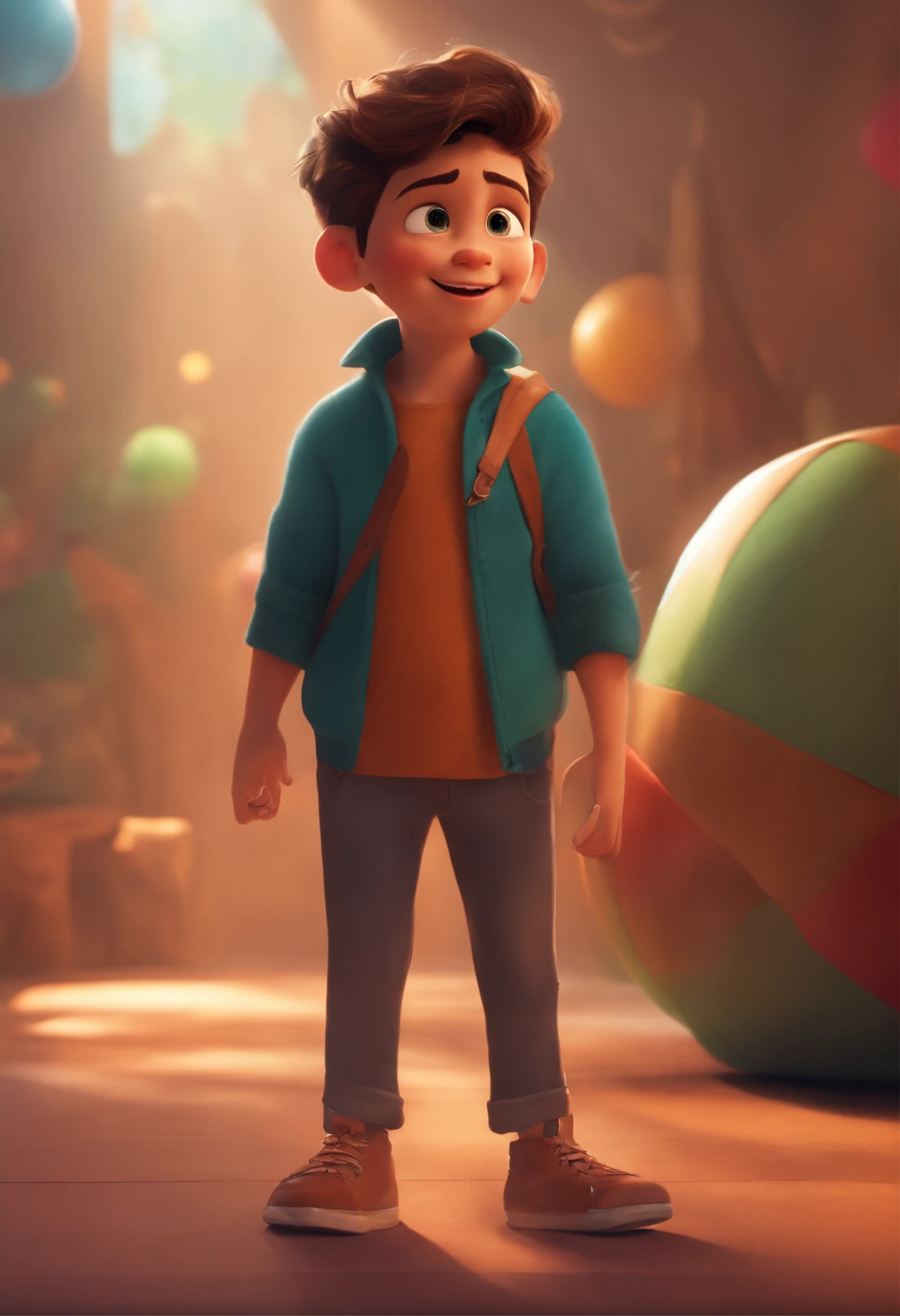 Image of a boy for a story in a YouTube video in Pixar format, He's the little allabester, He's the class leader, He's outgoing, Playful and gets up for a lot of things