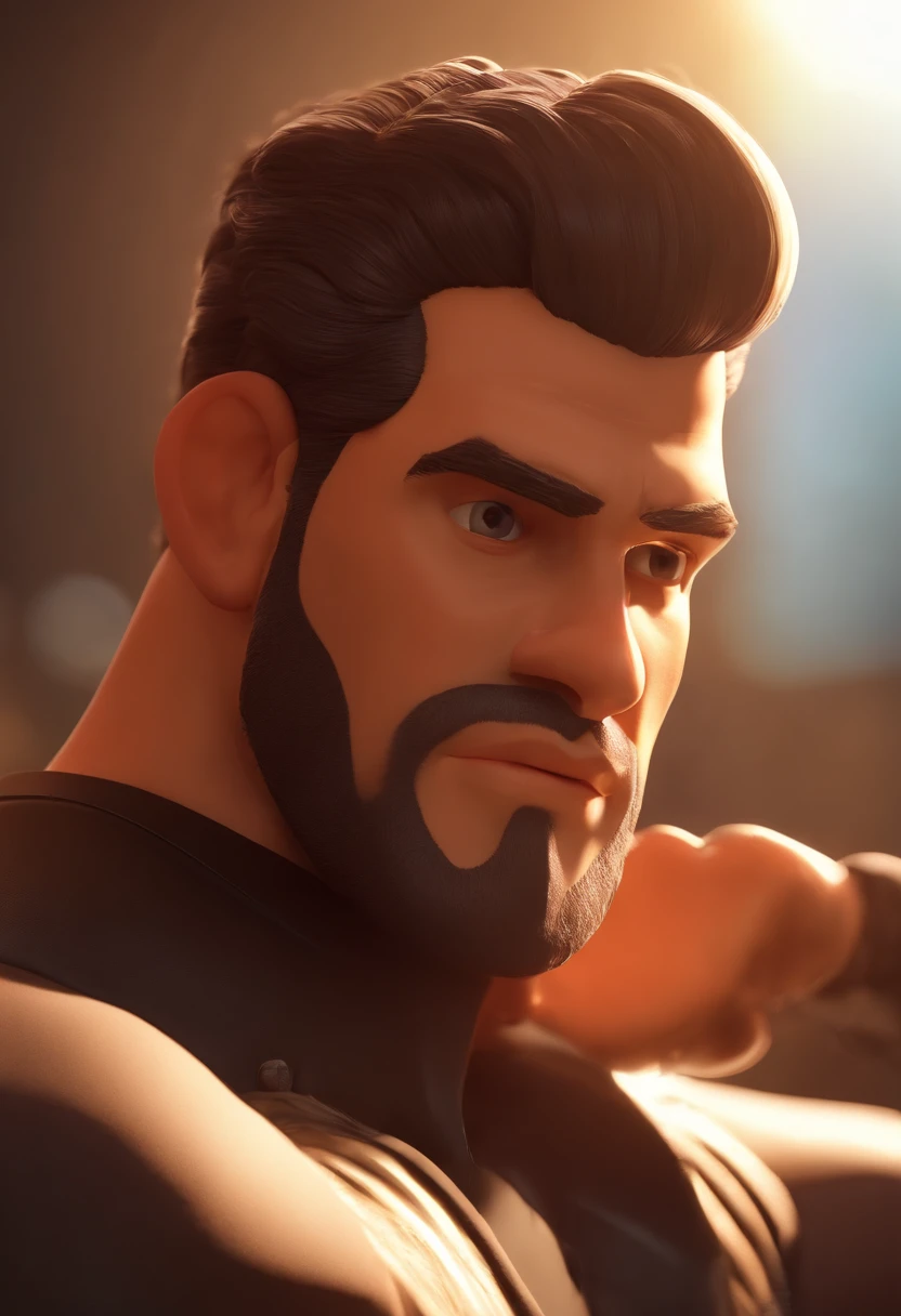 personagem dos desenhos animados de um homem, phtograph, magro, de barba e cabelo curto, animation character, Caractere estilizado, animation style rendering, 3D estilizado, Arnold Maya render, 3 d render stylized, toon render keyshot, Personagem 3D, Personagem 3D, 3d rendering stylized, 3 d character render, personagem de desenho animado, Personagem de close up, Pose de personagem, (Estilo Pixar) (master part:1.2) (Bokeh) (best quality) (pele detalhada) (textura detalhada) (8k) (argila) (Cinematic lighting) (foco nítido