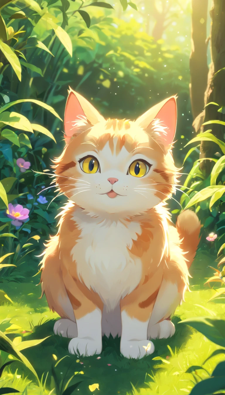 (melhor qualidade,4k,8k,high resolutions,obra prima:1.2),ultra detalhado,(realista,fotorrealista,fotorrealista:1.37),lindo,olhos detalhados,Detailed Lips,altamente detalhado,adolable,Playful cat in a garden,Luzes brilhantes,Luzes brilhantes,magic lighting,Adorable 3D rendering,Lovely artwork,Lovely bright lights,Luzes brilhantes impressionantes,Arte digital bonita,Lovely digital art,adorable cat,gato caprichoso,Luzes brilhantes cativantes,Arte digital brilhante,belas criaturas brilhantes,Adorable whimsical cat,magical scene