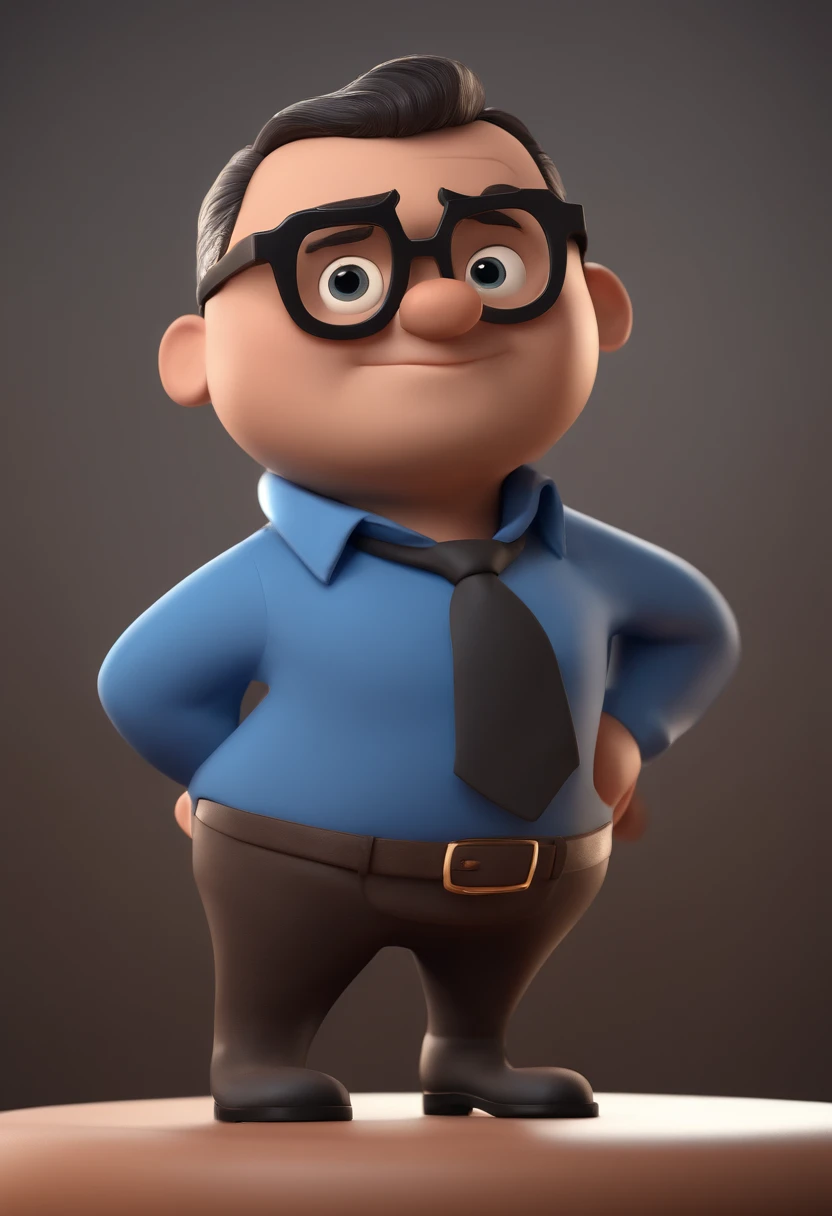 Cartoon character of a man with black glasses and a blue shirt, animation character, Caractere estilizado, animation style rendering, 3D estilizado, Arnold Maya render, 3 d render stylized, toon render keyshot, Personagem 3D, Personagem 3D, 3d rendering stylized, 3 d character render, personagem de desenho animado, Personagem de close up, Pose de personagem, (Estilo Pixar) (master part:1.2) (Bokeh) (best quality) (pele detalhada) (textura detalhada) (8k) (argila) (Cinematic lighting) (foco nítido
