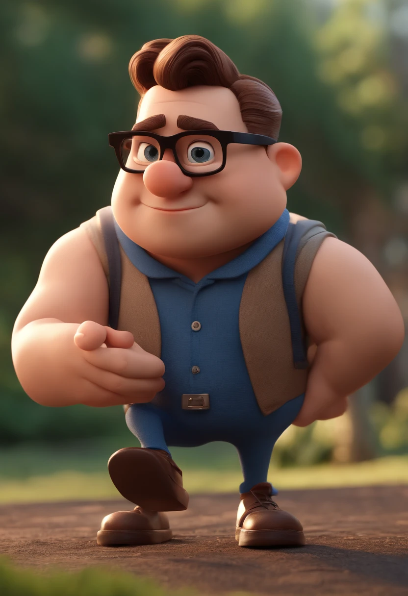 Cartoon character of a man with black glasses and a blue shirt, animation character, Caractere estilizado, animation style rendering, 3D estilizado, Arnold Maya render, 3 d render stylized, toon render keyshot, Personagem 3D, Personagem 3D, 3d rendering stylized, 3 d character render, personagem de desenho animado, Personagem de close up, Pose de personagem, (Estilo Pixar) (master part:1.2) (Bokeh) (best quality) (pele detalhada) (textura detalhada) (8k) (argila) (Cinematic lighting) (foco nítido