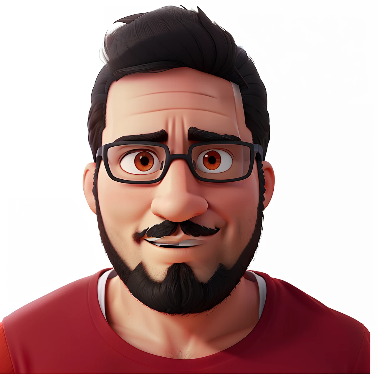 Pode melhorar barba mais rala com uns fios brancos, without glasses, Make the full body appearing white red shoes. Man stands on black background on a speaker-like stage with microphone in one hand and book in the other in Disney pixar style best quality, maior qualidade.